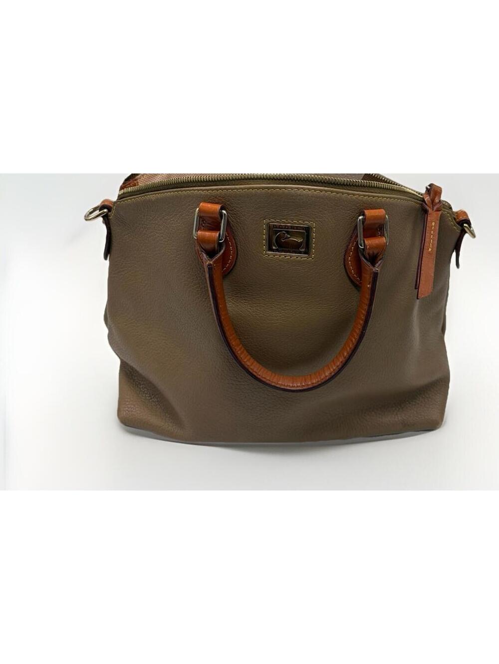Dooney & Bourke Pebble Grain Zip Zip Satchel Caramel Tan Leather Handbag